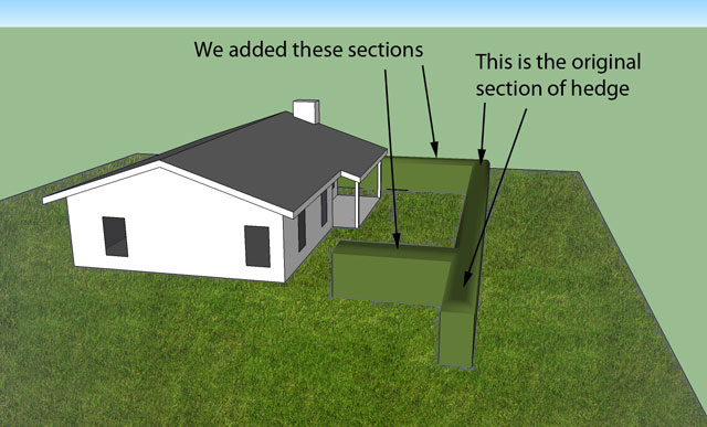 Backyard Japanese garden with hedge added to