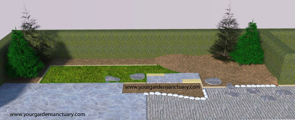 Residential Japanese garden with Korean firs added