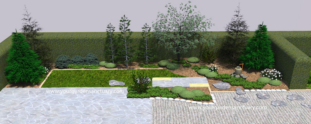 Japanese garden with tsukubai added